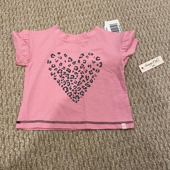 Sovereign Code Girls Size 2T Pink Shortsleeve Shirt with Animal Print Heart NWT - Picture 3 of 7